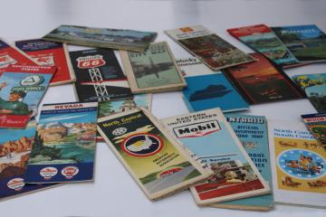 lot of 30 vintage road maps, gas station advertising 1940s 50s 60s 70s assorted city state maps