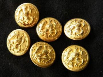 lot of 6 WWII vintage brass US Navy uniform buttons w/eagle & anchor