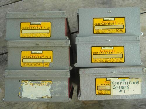 lot of 6 machine-age Kodaslide compartment files/photo slide cases