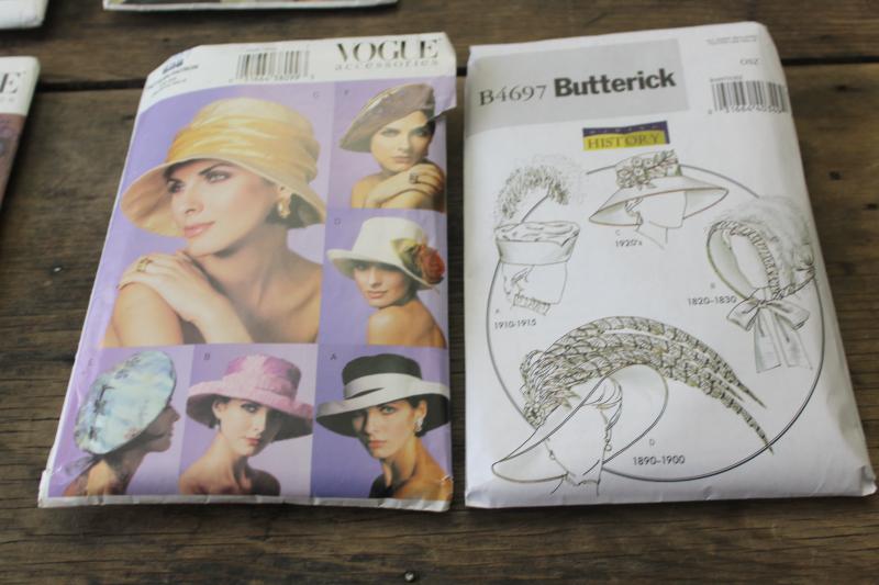 lot of Vogue sewing patterns, ladies hats, vintage style millinery
