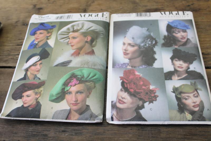 lot of Vogue sewing patterns, ladies hats, vintage style millinery