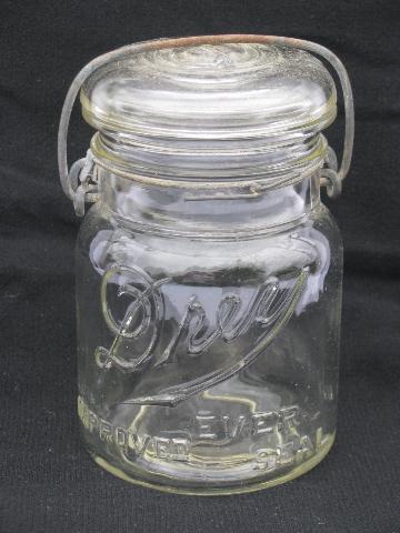 lot of assorted antique 1 pint canning jars with glass & wire lids