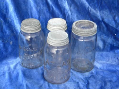 lot of assorted old glass canning mason jars, Kerr, Atlas 1915 patent