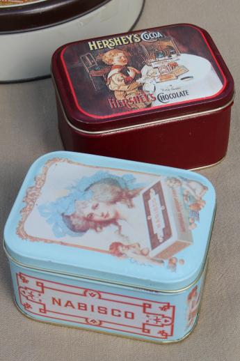 lot of collectible tins w/ old advertising graphics, huge collection of ...