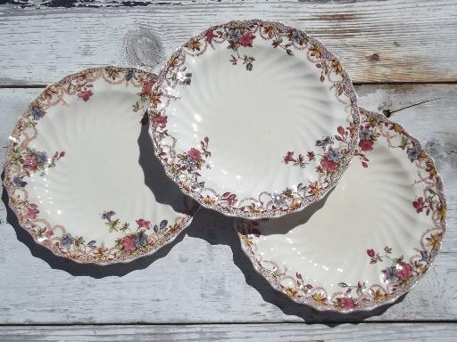 lot of three Sydney floral vintage Copeland Spode china salad plates