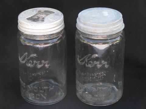 lot of two vintage 1quart Kerr wide-mouth mason jars