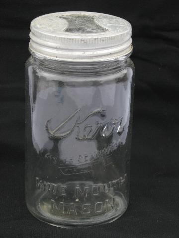 lot of two vintage 1quart Kerr wide-mouth mason jars