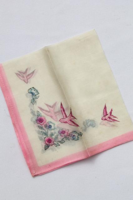 lot of vintage china silk fabric hankies & pocket square handkerchief