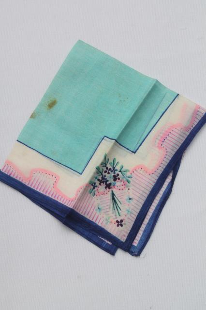 lot of vintage china silk fabric hankies & pocket square handkerchief