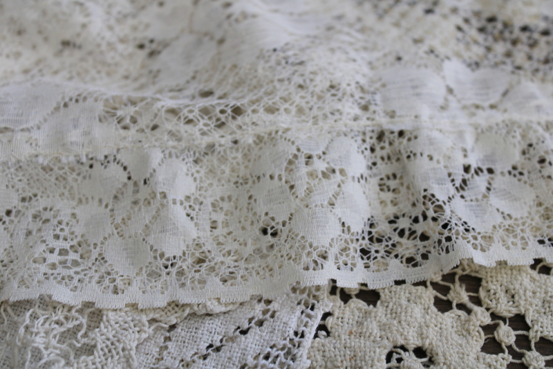 lot of vintage lace runners, table mats  doilies, machine made cotton lace