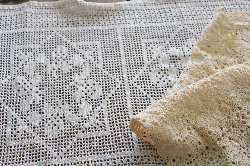 lot of vintage linens to upcycle, crochet lace table runners for sewing projects or crafts
