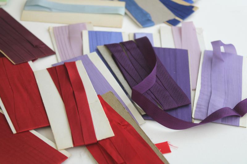 lot of vintage ribbon type rayon seam binding, a rainbow of vivid colors