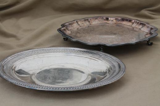 lot of vintage silver plate, trays & footed tray, Revere style bowl & underplate