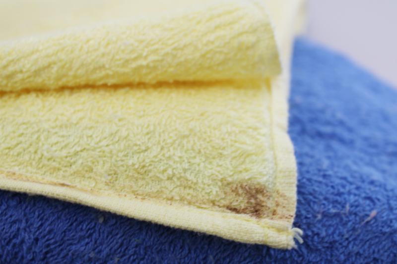 lot of vintage soft light cotton terrycloth bath towels, pastel candy colors
