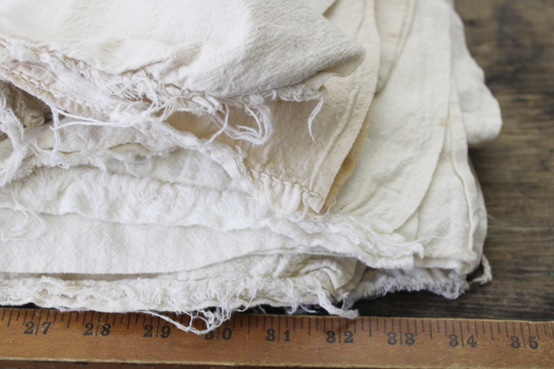 lot of vintage unbleached cotton feedsacks, authentic flour feed bags whole sacks
