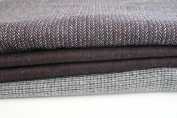 lot of vintage wool & tweed fabric for sewing or rug making, grey shades