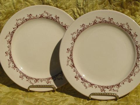 lot old adobe tan restaurant china plates, assorted vintage patterns