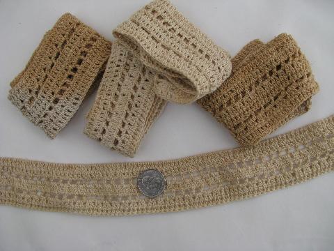 lot old antique vintage cotton crochet lace edgings, insertions, trims