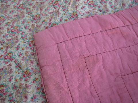 lot old antique vintage wool filled comforters, whole cloth quilts