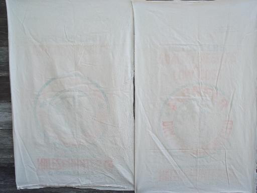 lot old cotton feed bags, feedsack fabric vintage farm country primitive