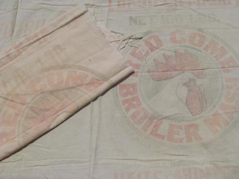 lot old print graphics cotton feedsacks, vintage Hershey sugar sacks