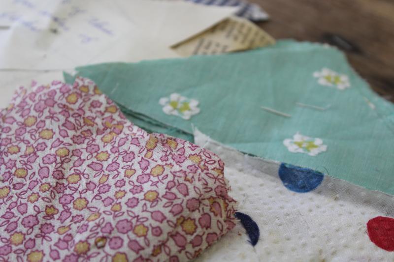 lot pre-cut patchwork quilt block pieces, 30s & 40s vintage cotton print fabric