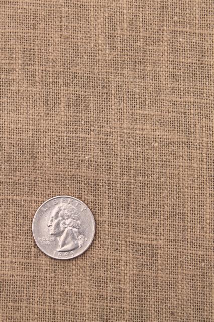 lot rough linen weave fabric, natural flax brown & black cotton / ramie material
