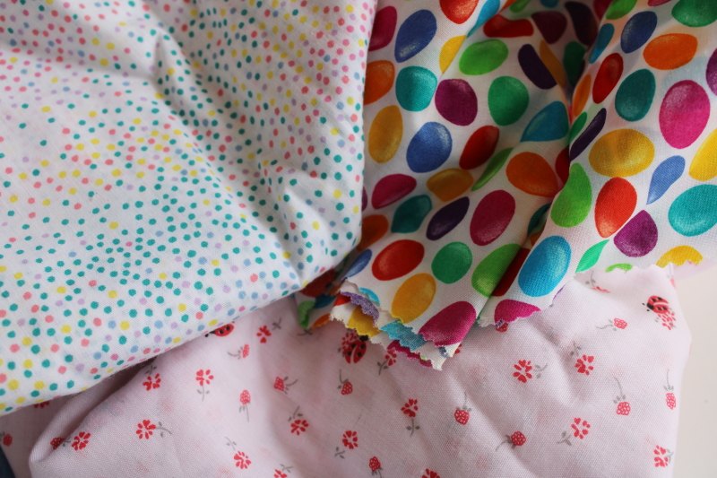 lot scrap fabric remnants bright colorful cotton prints for quilting and sewing 