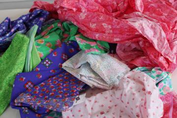lot scrap fabric remnants bright colorful cotton prints for quilting and sewing 