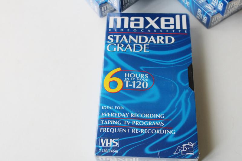 lot sealed vintage VHS video cassettes Maxell standard tapes 6 hours T 120