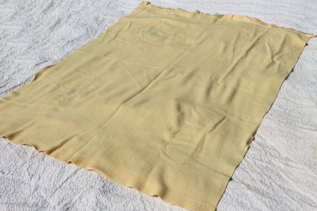 lot shabby vintage wool blankets, blue & yellow felting cutting fabric for rugs or crafting