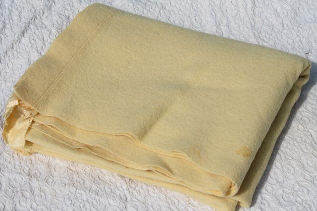 lot shabby vintage wool blankets, blue & yellow felting cutting fabric for rugs or crafting