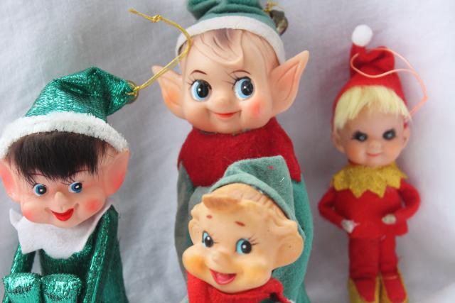 lot vintage Christmas ornaments decorations knee hugger Santa & elf pixies Japan