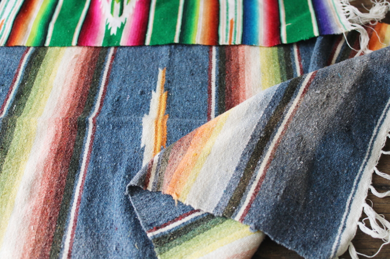 lot vintage Indian blanket table runners, southwest saltillo woven stripes w/ fringe