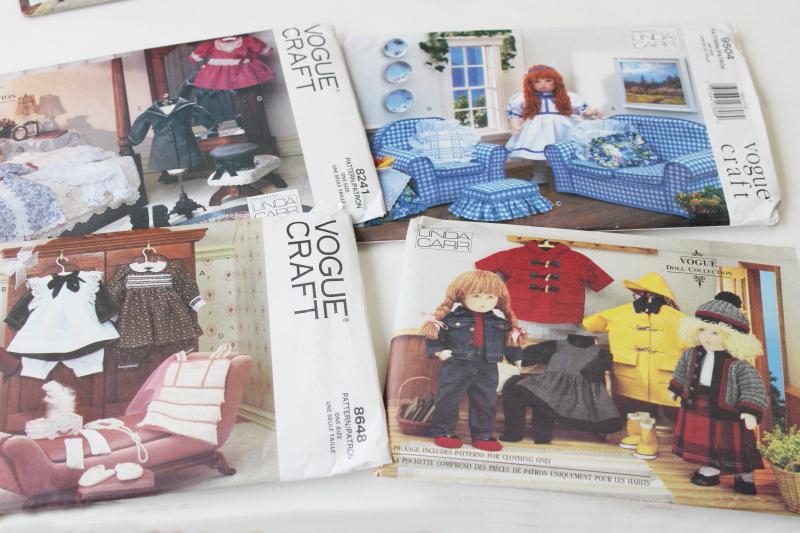 lot vintage Vogue Craft sewing patterns, designer pattern cloth dolls, doll clothes