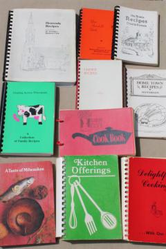 lot vintage cookbooks, community cook book lot, recipes from Wisconsin