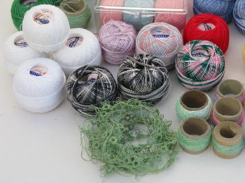 lot vintage cotton / linen hankies for lace edgings w/ fine tatting crochet thread