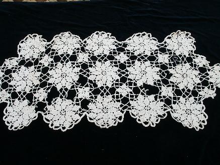 lot vintage crocheted cotton lace table runners, lacy crochet dresser scarves