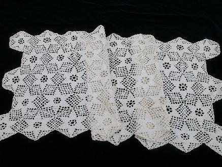 lot vintage crocheted cotton lace table runners, lacy crochet dresser scarves