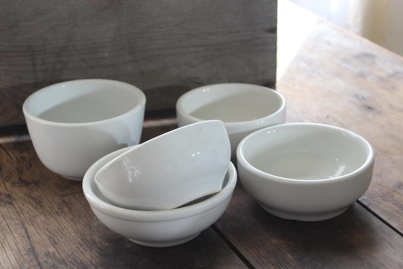 lot vintage diner / lunch counter soup bowls, plain white ironstone china dishes