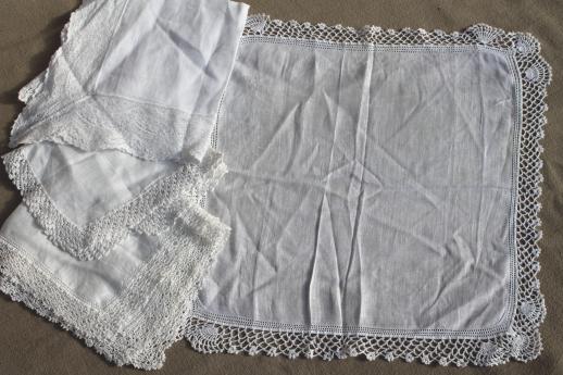 lot vintage fine cotton & linen white work handkerchiefs, Swiss, Madeira hankies etc.