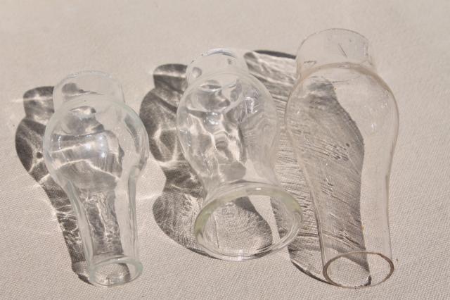 lot vintage glass lamp chimney shades for old mini lamps, small hurricanes & chimneys