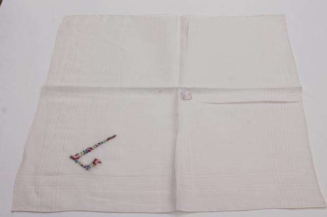 lot vintage hankerchiefs, ladies cotton hankies w/ print flowers or hemstitching embroidery