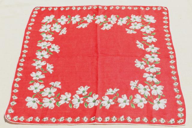 lot vintage hankies w/ flower prints, 30+ pretty printed cotton handkerchiefs