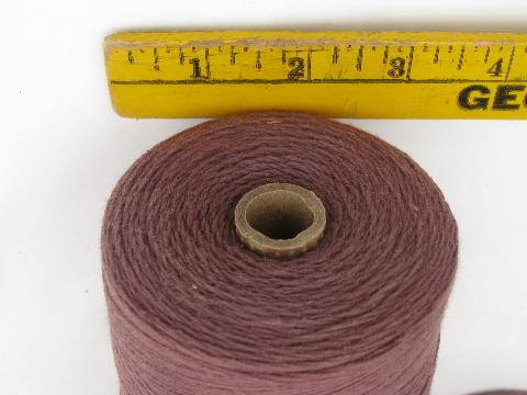 lot vintage heavy cotton rug loom warp thread, big spools cocoa brown
