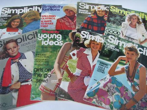 lot vintage home sewing pattern catalogs, 70s retro mod, Vogue patterns etc.