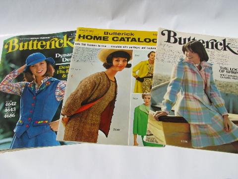 lot vintage home sewing pattern catalogs, 70s retro mod, Vogue patterns etc.