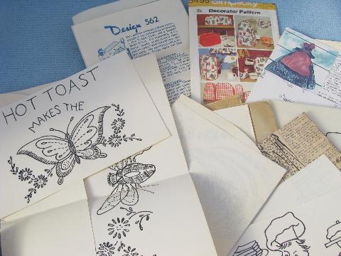 lot vintage kitchen embroidery designs, appliance cover sewing patterns