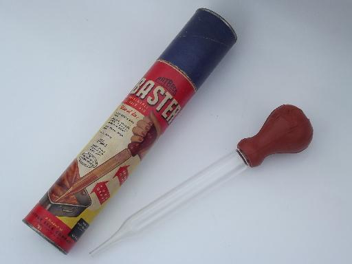 lot vintage kitchen utensils and kitchenware, old red paint wood handles