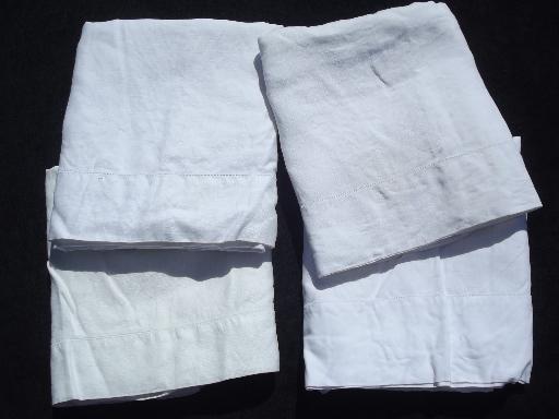 lot vintage linen and cotton pillowcases w/ whitework, crochet lace on ...